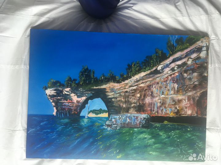 Картина море/картина морской пейзаж/синяя картина