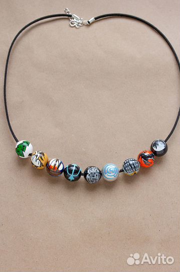 Перси Джексон бусы и браслеты из дерева с росписью