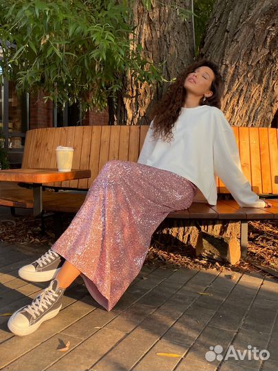 Юбка в пайетках длинная макси