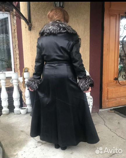 Кожаный плащ женский 48 50