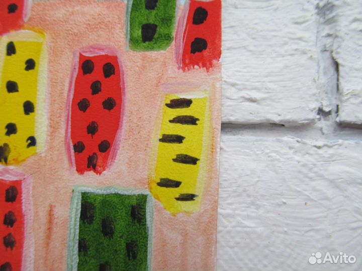 Картина гуашью Домики