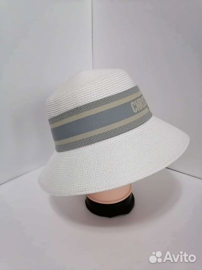 Белая плетёная шляпка женская Dior новая