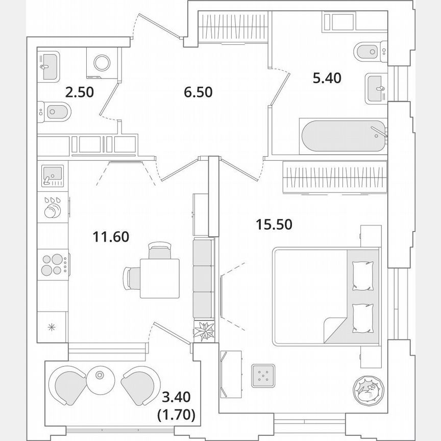 1-к. квартира, 43,2 м², 8/13 эт.