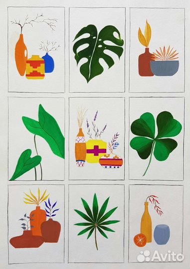 Картина минимализм Ботаника