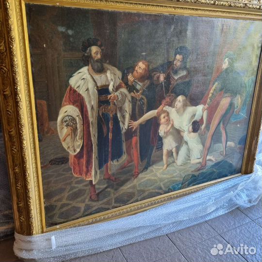 Антикварная большая картина