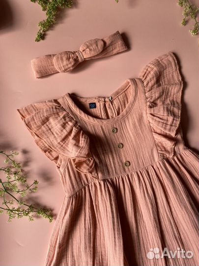 Детское муслиновое платье на девочек 2-6 лет