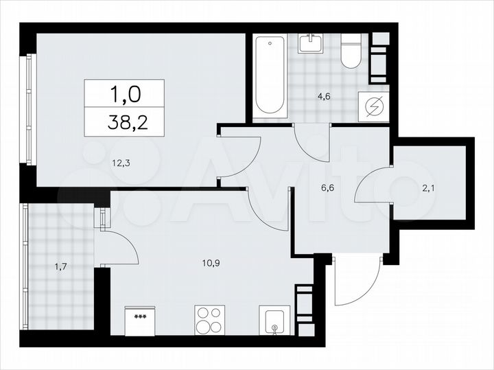1-к. квартира, 38,2 м², 2/9 эт.