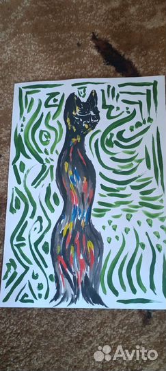 Авторская картина огненный кот