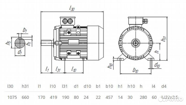 Электродвигатель 5аи 280 М10 (45кВт / 600об)
