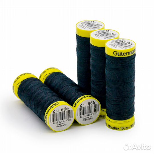 665 сине-черный 08 Нить Maraflex 120/150 м для эластичных, трикотажных материалов, 100% пбт Guterman