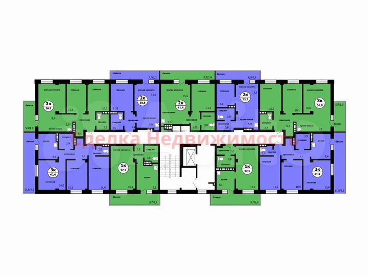 3-к. квартира, 56,8 м², 2/9 эт.