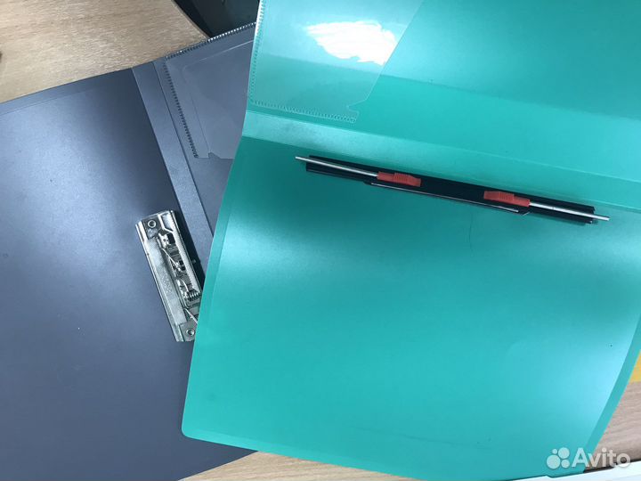 Папка-скоросшиватель, пластик с кармашком, новые