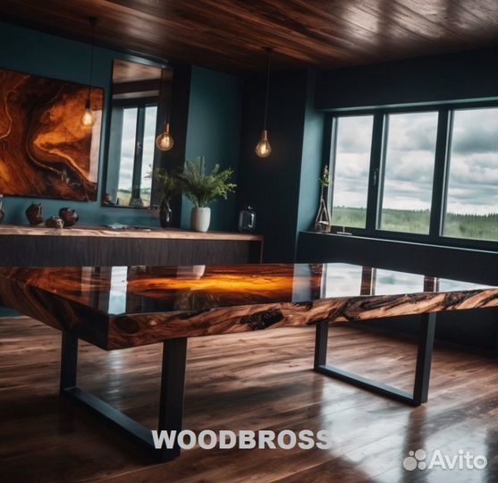 Стол из Эпоксидки и слэба с завода