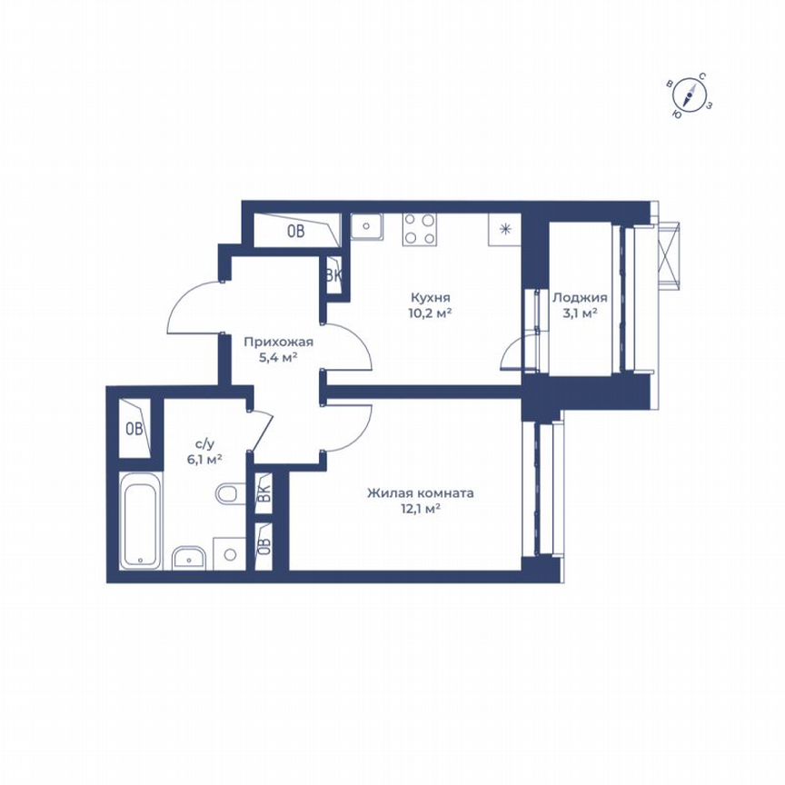 1-к. квартира, 35,4 м², 4/11 эт.