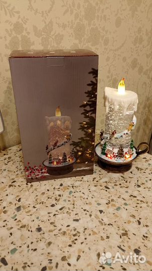 Музыкальный фонарь со снегом свеча пряники