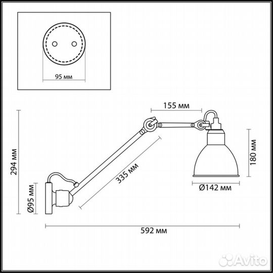 Настенный светильник на кронштейне odeon light arta 4126/1WD