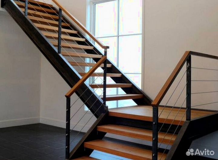 Лестница на металлическом каркасе дизайн 4064