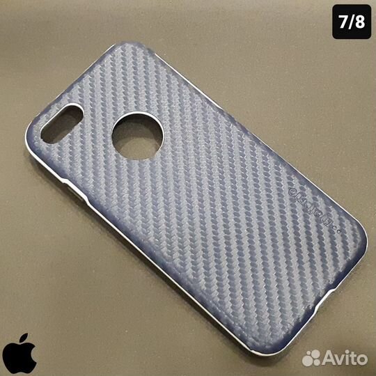 Пластиковый чехол на iPhone 7 / 8 синий карбон