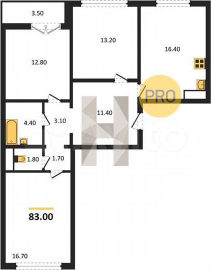 3-к. квартира, 83 м², 4/17 эт.