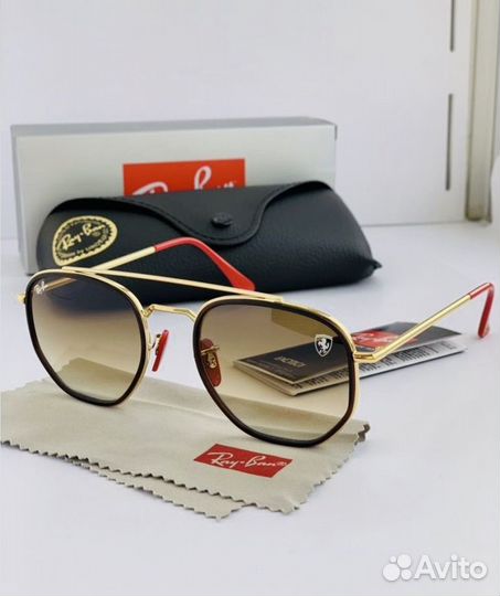 Очки ray ban hexagonal ferrari коричневые