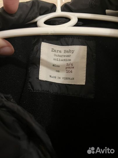 Пуховик zara для девочки 98 104