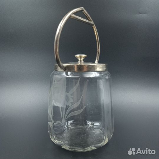 Бисквитница Ар деко Европа Серебро и Хрусталь