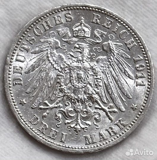 3 марки 1911 Вюртемберг