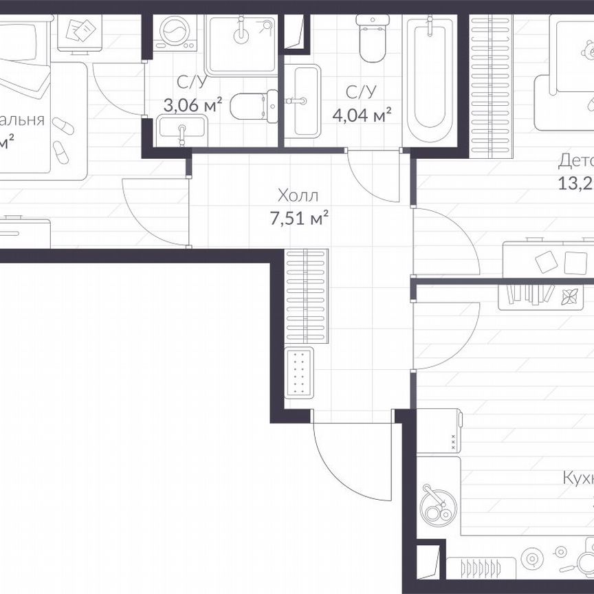 2-к. квартира, 64,9 м², 2/10 эт.