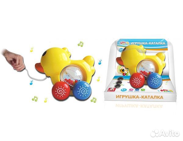 Игрушка-каталка S+S Toys Бамбини Утенок, свет/звук