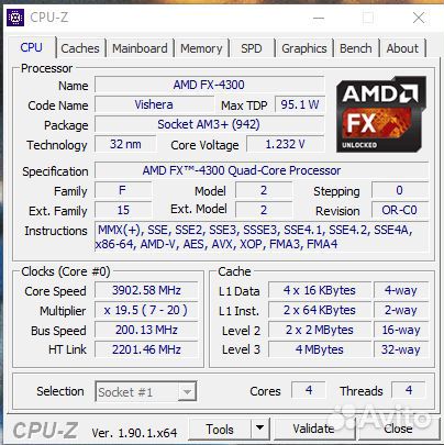 Amd fx 4300+ 8gb (2x4gb) (1600 MHz) +MSI MS-7641