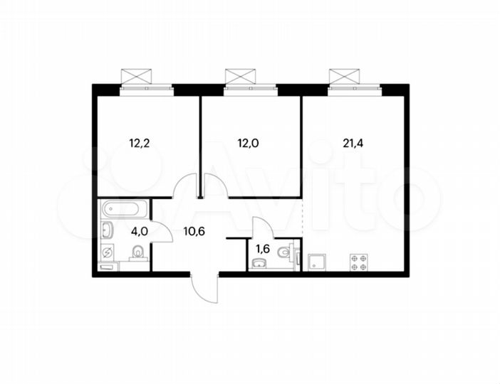 2-к. квартира, 61,2 м², 8/15 эт.