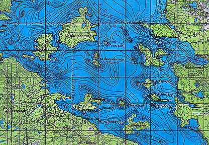 Подробная карта пяозера с названиями островов