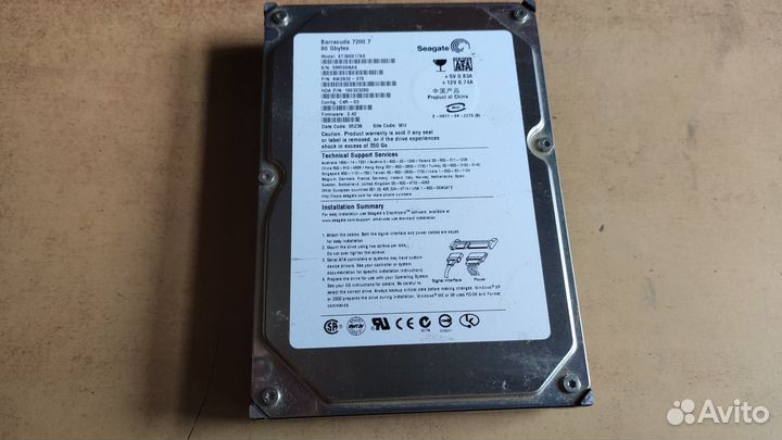Жесткий диск HDD Seagate, 80Gb, SATA, 3.5