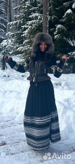 Юбка длинная теплая. Ручная вязка