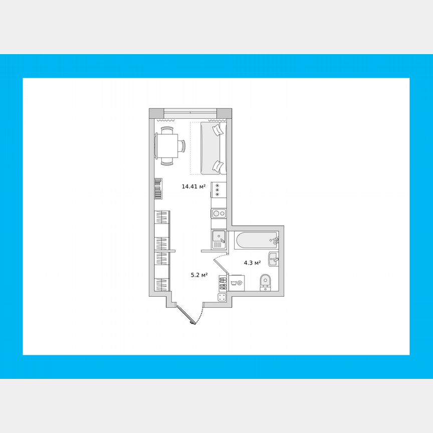 Квартира-студия, 23,9 м², 16/21 эт.