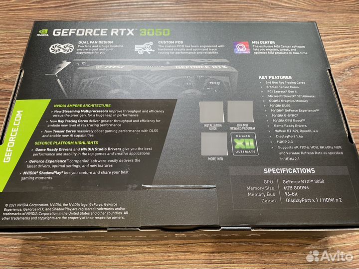 MSI Nvidia GeForce RTX 3050 Gaming X 6G новая