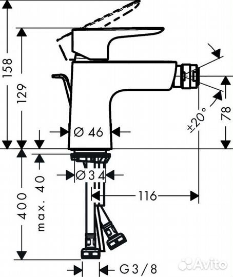 Смеситель для биде hansgrohe 71720700 Белый