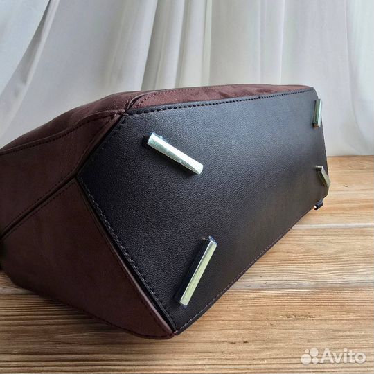 Сумка с ручкой Loewe puzzle замшевая шоколад