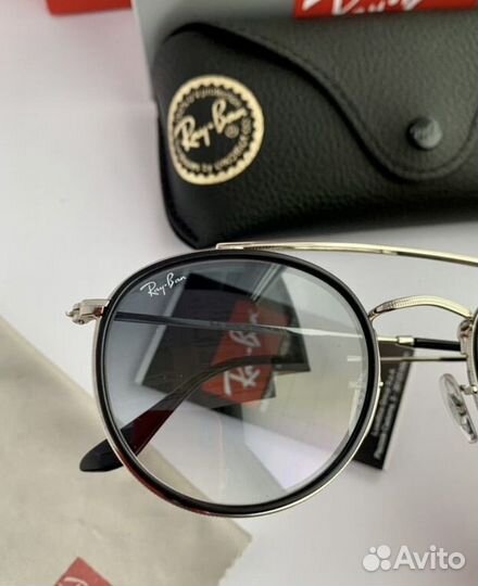 Очки ray ban round double bridge пепельные