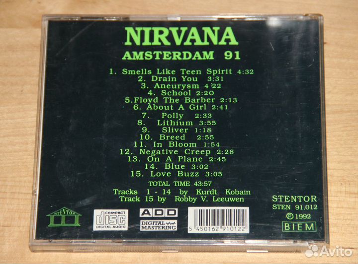 Nirvana - Amsterdam 91 (CD, Европа, 1992)