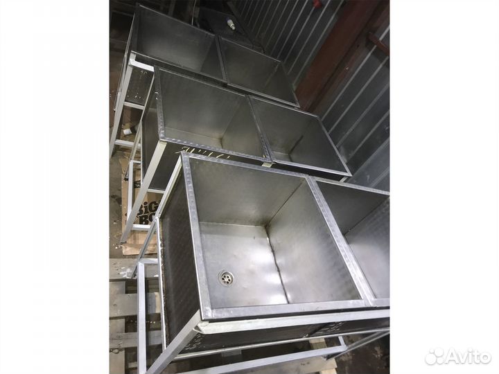 Ванна моечная из нержавейки, 2-секц., 106 см