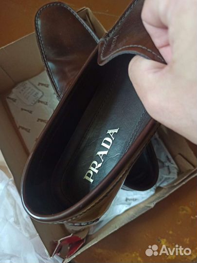 Мокасины prada кожаные