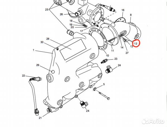 Гайка шпильки выхлопного коллектора 6.0L PCM