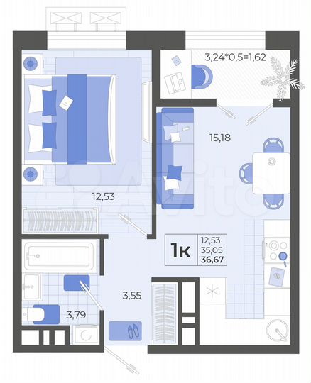 1-к. квартира, 36,7 м², 11/14 эт.