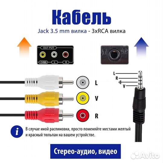 Кабель аудио-видео 3RCA - Jack 3.5