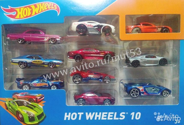 Набор из 10 машинок, размер 7 см (Хот Вилс)