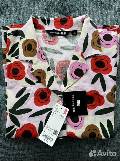 Рубашка льняная Uniqlo x marimekko