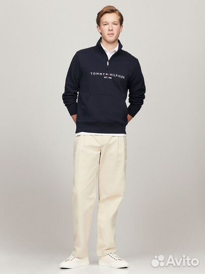 Свитшот Tommy Hilfiger Tommy Logo Quater-Zip Navy