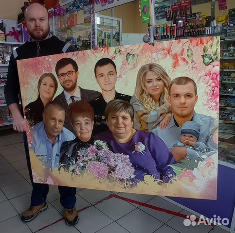 Портрет по фото на холсте