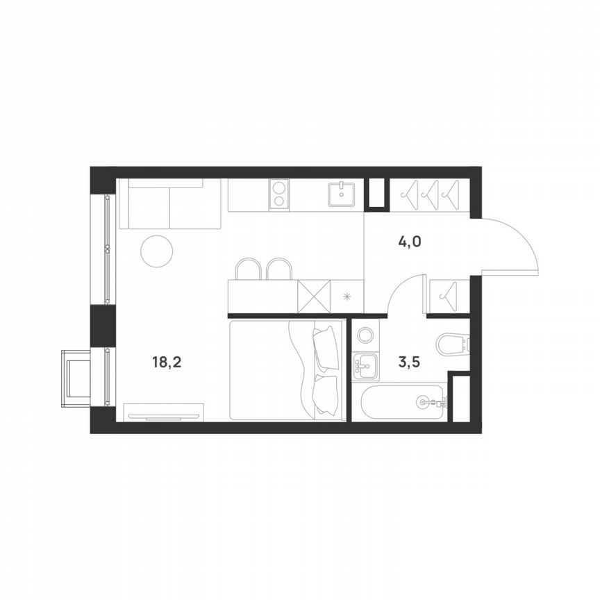 Квартира-студия, 25,7 м², 14/17 эт.
